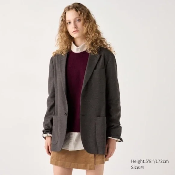 NWT Uniqlo grey comfort 2b jacket plaid xs - Picture 1 of 13